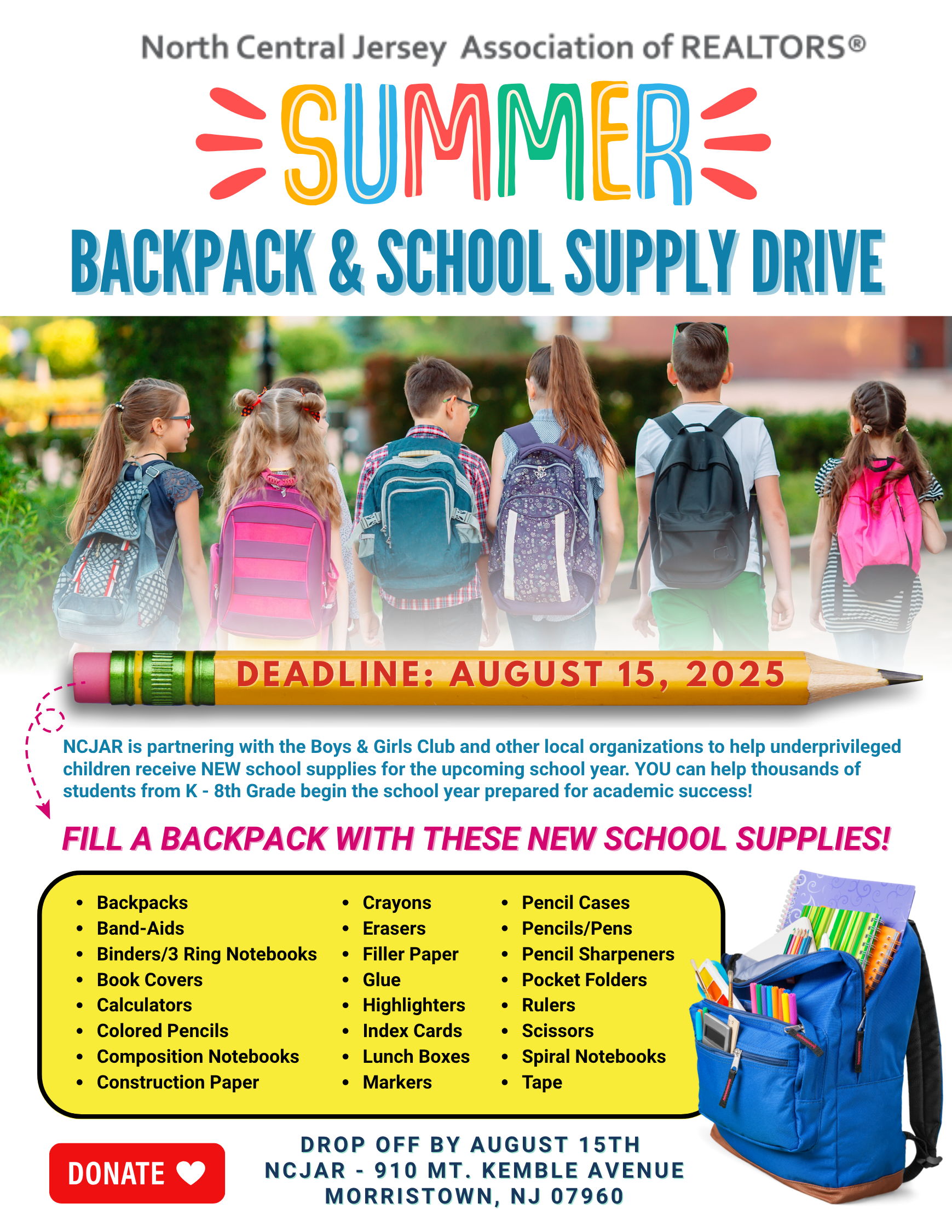 Summer Backpack School Supply Drive