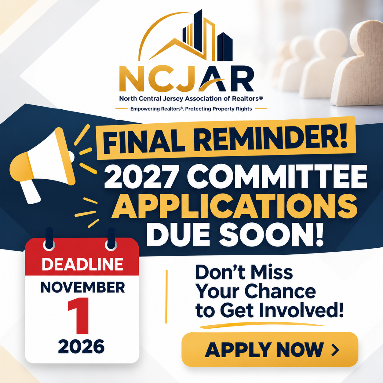 Final Reminder! 2027 Committee Applications Due November 1! NCJAR Committee Applications Deadline
